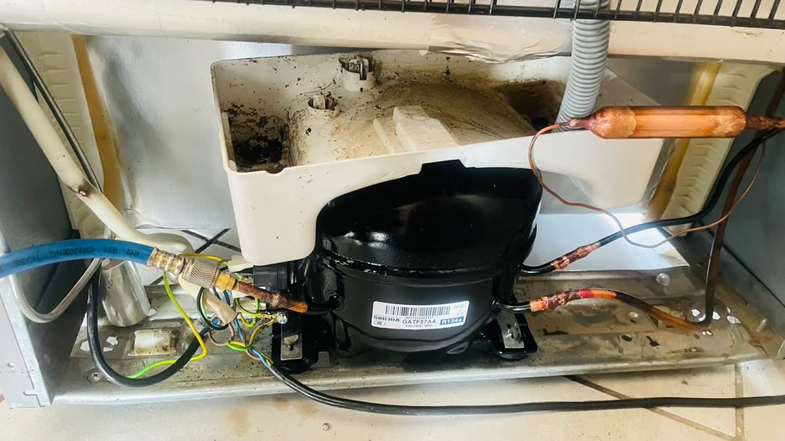 Refrigeration compressor mounted with new copper pipework