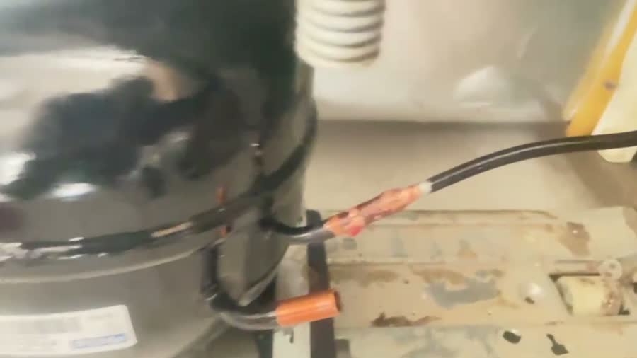 Refrigeration repair footage, on site